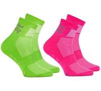 Rainbow Socks - Niño Niña Deporte Calcetines Antideslizantes ABS de Algodón - 2 Pares - Rosa Verde - Talla 30-35