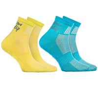 Rainbow Socks - Niño Niña Deporte Calcetines Antideslizantes ABS de Algodón - 2 Pares - Turquesa Amarillo - Talla 24-29