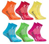 Rainbow Socks - Niño Niña Deporte Calcetines Antideslizantes ABS de Algodón - 6 Pares - Naranja Rojo Amarillo Azul Verde Rosa - Talla 24-29