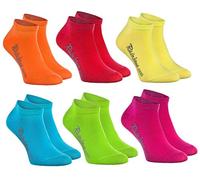 Rainbow Socks - Niños y Niñas - Calcetines Cortos de Algodón - 6 Pares - Naranja Rojo Amarillo Azul Verde Rosa - Talla 24-29