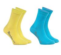 Rainbow Socks - Niños y Niñas - Calcetines de Algodón - 4 Pares - Turquesa Amarillo - Talla 24-29