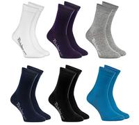 Rainbow Socks - Niños y Niñas - Calcetines de Algodón - 6 Pares - Blanco Violeta Gris Azul Marino Negro Jean - Talla 30-35