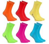 Rainbow Socks - Niños y Niñas - Calcetines de Algodón - 6 Pares - Naranja Rojo Amarillo Azul Verde Rosa - Talla 30-35