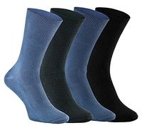 Rainbow Socks - Premium Hombre Mujer Calcetines Diabéticos Sin Elasticos - 4 Pares - Jeans Grafito Caqui Negro - Talla 42-43