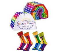 Rainbow Socks - Unisex Mujer Hombre - Calcetines de Colores con Envoltura Arcoiris - Para Ella, Para Él - Calcetines Arcoiris Para Un Regalo - 2 Pares - Lápices de color - 36-40