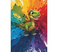 Rainbow Splash Dinosaur t-rex Lined Notebook A5