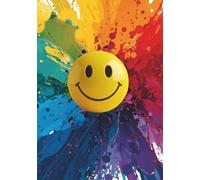 Rainbow Splash Smiley Face Lined Notebook A5