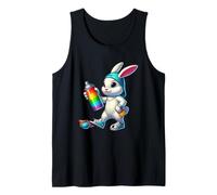 Rainbow Spray Bunny Street Art Vibes de Pascua Camiseta sin Mangas