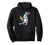 Rainbow Spray Bunny Street Art Vibes de Pascua Sudadera con Capucha