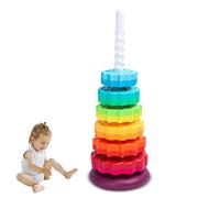 Rainbow Stacker Spinner: torre de anillos educativa, entrenador de habilidades para bebés, característica de desarrollo motor sensorial de suave | Niños Niñas Doce Meses Preescolar Aprendizaje En