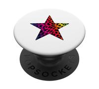 Rainbow Star Rockabilly Pinup Leo Leopardo Estampado Guepardo PopSockets PopGrip Adhesivo