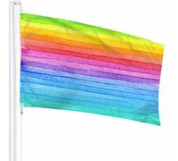 Rainbow Stripes Flag Decor 3x5 Ft Rainbow Bright Colors Romántico Creativo Cepillo Gay Poliéster Impreso Patrón Decoración al aire libre para hogares y jardines