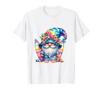 Rainbow Summer GNOME Graphic For Surfer Funny Beach Surfing Camiseta