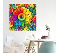 Rainbow Sunflower Jigsaw Puzzle 70 Pieces 45x45cm/18x18inch, Difficult Jigsaw Puzzles for Adults 70, Beautiful Art Work, Great Festive Puzzle Gift for Men/Women