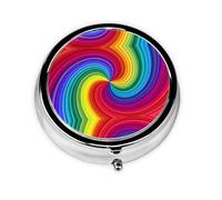 Rainbow Swirl: este pequeño pastillero redondo es un organizador portátil de medicamentos de viaje con tres compartimentos para almacenar medicamentos diarios.