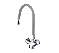 Rainbow Swivel Kitchen Faucet Dual-Handle Red Wine Bar Water Tap Mixer for Kitchen Bathroom, Chrome Polished,E