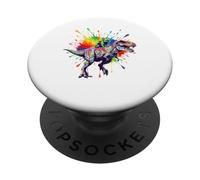 Rainbow T Rex French Bulldog Dinosaur PopSockets PopGrip Adhesivo