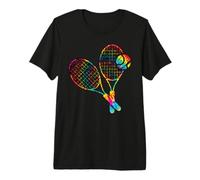 Rainbow Tennis Rackets Tie Dye Kids Boys Teenage Men Girls Camiseta Premium