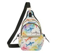 Rainbow Tie-dye - Bolso bandolera de poliéster con estampado de peces oceánicos de 7 l, ajustable, para viajes, al aire última intervensión