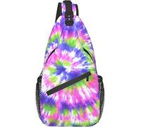 Rainbow Tie Dye Sling Backpack, Casual Crossbody Shoulder Backpack Sling Bag Chest Daypack para Hombres Mujeres Viajes Senderismo Gimnasio