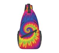 Rainbow Tie Dye Sling Bag, Unisex Correa de Hombro Ajustable Mochila Viaje Senderismo Crossbody Daypack Chest Bag