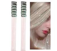 Rainbow Tinsel Hair Extensions - 12 Pieces 20Inch Clip In Sparkly Extensions, Shimmer Wig Strands | Reusable Styling Accessories | Glitter Hair Highlights For Women Teens Braids Costume Party