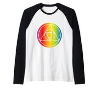 Rainbow Triángulo Geometría Lindo LGBTQ Gay Geométrico Formas Camiseta Manga Raglan
