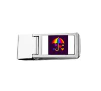 Rainbow Umbrella Love Tolerance - Cartera de bolsillo delgada con clip para dinero de acero inoxidable