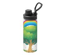 Rainbow Under The Tree - Botella de agua aislada a granel, de acero inoxidable, con tapa, para adultos, ideal para uso diario y actividades al aire libre