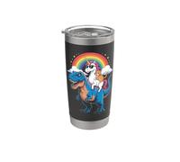Rainbow Unicorn Cat Riding Dinosaur Space Kitten T-Rex Magic Vaso térmico de acero inoxidable de doble pared