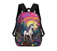 Rainbow Unicorn Fantasy Forest Mochilas Infantiles Mochila Escolar Impresa En 3D Para Niños Mochilas De Viaje Bolsas Para Libros Para Niños 17inch Mochila Escolar