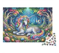 Rainbow Unicorn Fantasy Forest Rompecabezas Imposible,desafío para Adultos Entretenimiento Creativo 1000 Piezas Obra De Arte De Juego De para Adultos Y Niños Mayores De 12 Años 38x26cm/1000pcs
