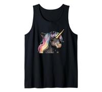 Rainbow Unicorn Head Graphic For Girls Women Dark Unicorn Camiseta sin Mangas