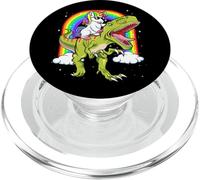 Rainbow Unicorn Riding T Rex - Dinosaurio para niños, niñas, Hombres y Mujeres PopSockets PopGrip para MagSafe