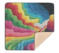 Rainbow Valley - Tapete de juego suave y grueso para actividades de bebé, para interiores y exteriores, portátil, acolchado, para bebés, niños pequeños, 50 x 50 pulgadas