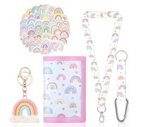 Rainbow Wallet Girl Con Llavero Rainbow Con 50 Pegatinas De Arco Iris, Bolso De Pecho De NiñA Triple Plegable Avic LanièRe, Billetera Infantil, Navidad, Temporada De GraduacióN, Regalo De CumpleañOs