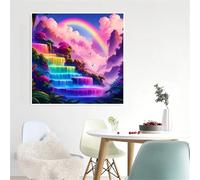 Rainbow Waterfall Clouds Jigsaw Puzzle 90 Pieces 30x30cm/12x12inch, Difficult Jigsaw Puzzles for Adults 90, Beautiful Art Work, Great Festive Puzzle Gift for Men/Women
