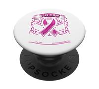 Rainbow We Wear Purple Pancreatic Cancer Concientización Ropa PopSockets PopGrip Adhesivo