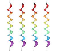 Rainbow Windsock Streamers - 4PCS Foldable Spiral Wind Spinner Decorations, Colorful Garden Patio Porch Balcony | Camping Wedding Party Outdoor Decor Use, Wind Spinner Decor, Rainbow Garden Spinners