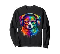 Rainbow Wolf Realistic Watercolor Cute Wolf Paint Colorful Sudadera