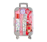 RAINBOWLOVERS Juego de cuidado de labios de Navidad, lindo reno, mini llavero de 4 colores, estuche para colgar con brillo de labios para niñas