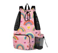 Rainbows and Hearts - Bolsas con cordón para hombre, con bolsillo para botella de agua, separación seca y húmeda
