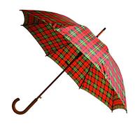 Rainbrella 48128 Paraguas clásico de Apertura automática de 46 Pulgadas con Mango de Gancho de Madera Real, Cuadros Rojos y Verdes, 117 cm