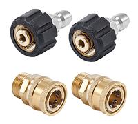 Raincovo Accesorios de conexión rápida para lavadora a presión, adaptador de manguera M22 de 14 mm a 3/8 pulgadas, 4 piezas