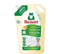 RAINETT - Detergente líquido - Tensioactivos de origen vegetal - Eficaz desde 20 ° - Ecolabel - Jabón de Marsella - 32 lavados - Eco recarga 1,6 L