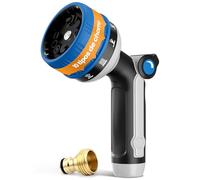 rainfactory pistola manguera jardín - boquilla de riego multifunción con 10 modos de pulverización, alta presión y mango ergonómico - adaptador de latón para jardinería, césped y plantas