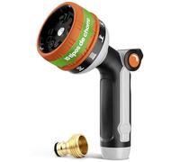 rainfactory pistola manguera jardín - boquilla de riego multifunción con 10 modos de pulverización, alta presión y mango ergonómico - adaptador de latón para jardinería, césped y plantas