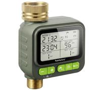 rainfactory - Programador de riego automático 1 Salida, Temporizador riego a Pilas IP65 con Pantalla LCD, 4 programas, Manual, función delay, conexión ¾ para jardín, balcón, macetas, riego por Goteo