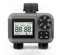 rainfactory Temporizador con 2 salidas, IP55 resistente al agua, retardo de lluvia, temporizador digital de riego, 2 salidas para dos zonas diferentes, manguera de goteo inteligente de control de