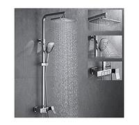 Rainfall Shower Head Systems, Exposed Rain Mixer Shower Combo Set with Bath Filler, High Pressure Rain Shower Head and Multifunction Hand Shower, Height Adjustable,Chrome